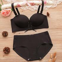 Sexy BAO WEN drawstring LB gathers without steel ring bra strap thick cup cover small chest flat chest pull B girl underwear