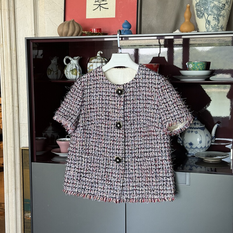 《Margaret》Myl 2026 Linton Wool-Cotton Blend Tweed Jacket Round Neck Short Sleeve Casual