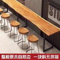 Bar table solid wood table and chair combination commercial bar balcony against the wall high foot narrow table long bar against the wall