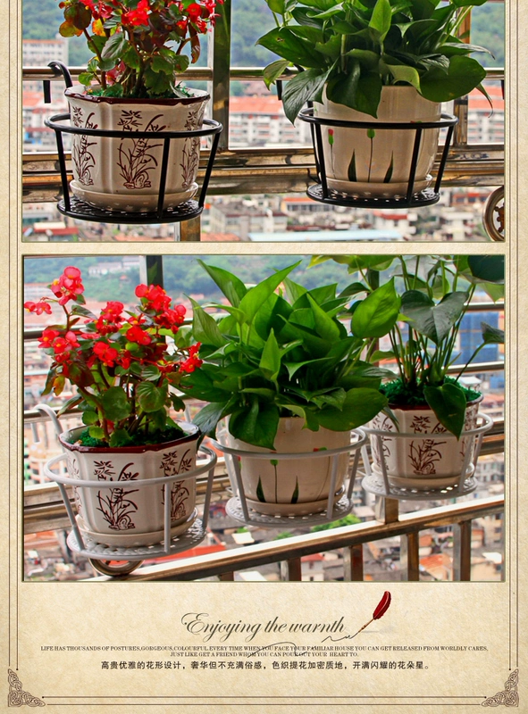 [Mua 2 tặng 1] lan can sắt ban công hoa lan can đặc biệt cung cấp nhiều chức năng treo tường bằng hoa treo tường bằng vải xanh - Kệ