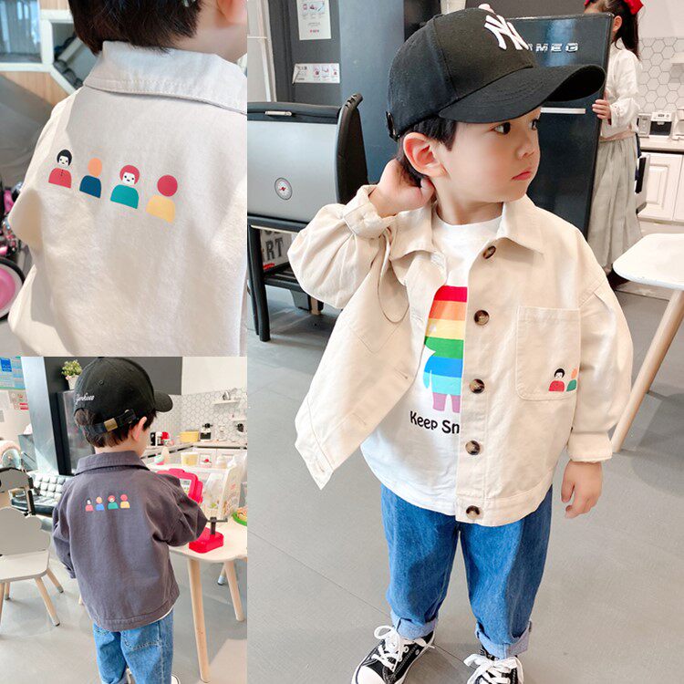 Boy pure cotton jacket Spring and autumn clothing new small and medium children Spring Korean version casual turtleneck blouses blouses