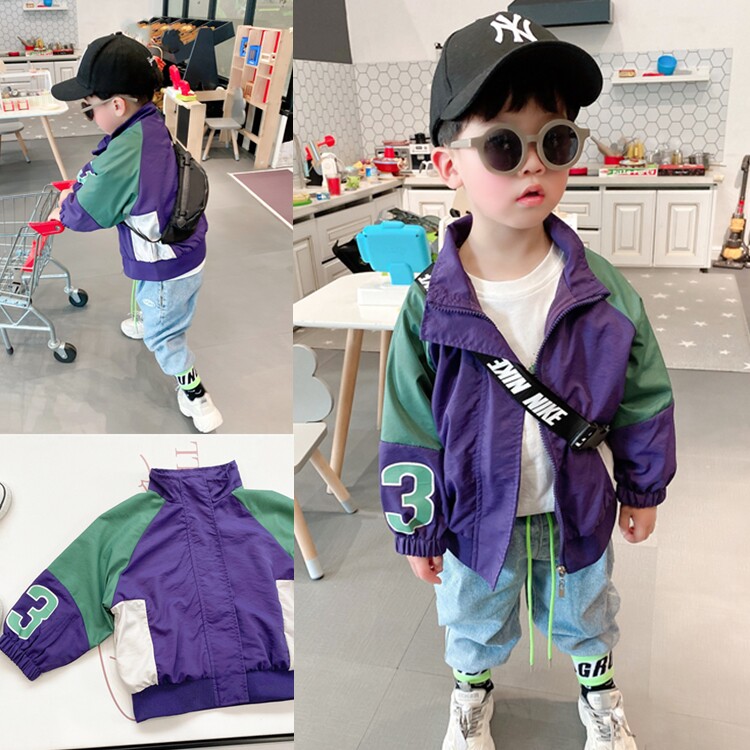 Boy's Spring Pie Colored Cover in the Spring and Autumn Baby Han Edition Windclothes Bracelet Sweater