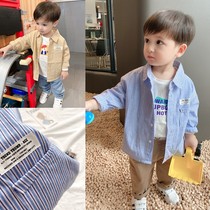 Fresh stripe ~ pure cotton soft boy long sleeve shirt 2021 Spring and Autumn Children Baby shirt base shirt