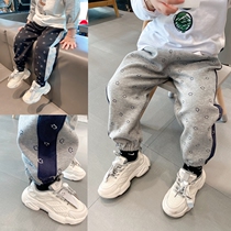 Boy foreign-gas smiling face sports pants 2021 spring and autumn small children baby casual pants pants pants pants tide tide