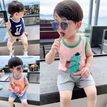 Baby multi-color cartoon vest cute summer childrens clothing Male and female childrens childrens childrens childrens thin sleeveless cotton T-shirt