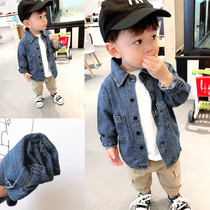 Boys  soft denim shirt spring and autumn new childrens childrens baby foreign style shirt top base shirt