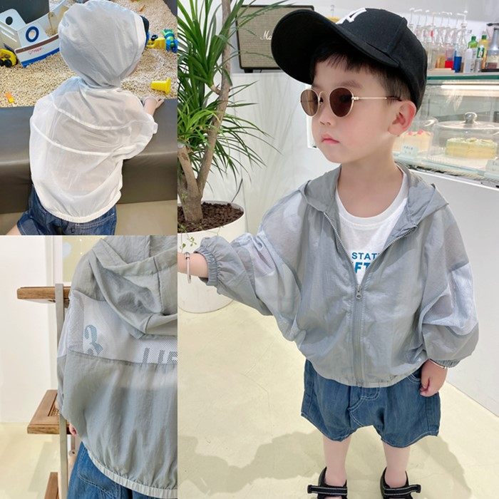 Hollow design is too complimented for children's summer light breathable sunscreen boy baby gas bat sleeve tide