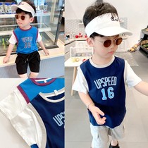 Boy foreign fake two short sleeve T-shirt 2021 summer baby thin cotton comfortable half sleeve shirt