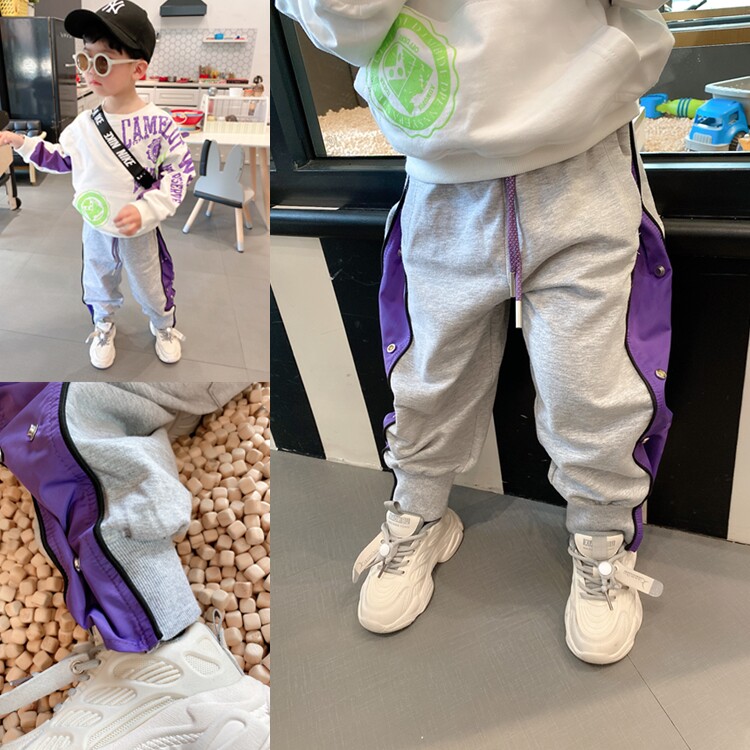 Boy Ocean Collision Color Casual Pants Small & Medium Boy Baby Spring Autumn Season Han Version Pure Cotton Pants Long Pants Sports Pants Tide
