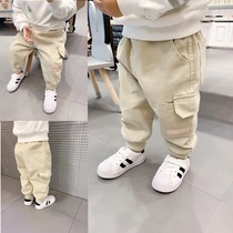 Baby cotton soft casual pants spring boys overalls Childrens childrens spring and autumn loose-fitting pants