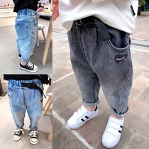 Boy Joker elastic soft jeans small children Spring and Autumn comfortable trousers baby Korean loose pants tide