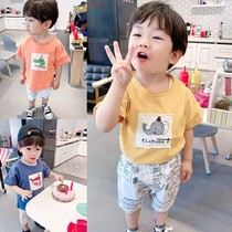 Giant soft waxy lining skin color childrens cartoon patch short-sleeved T-shirt summer boys baby cotton loose crew neck top