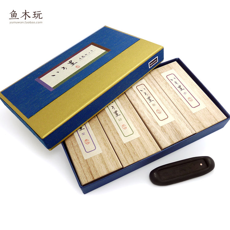 Japan imported Wu Bamboo pigment ink 4 color set color ink ink painting works with ink blocks ink strips ink ingots