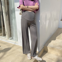 Pregnant women low waist wide leg pants belly hanging feeling 2021 new spring and autumn loose slim straight pants ice casual pants