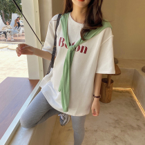 Pregnant women early autumn short sleeve T-shirt fashion loose base shirt Korean fashion cotton inner round neck clothing trend