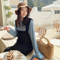 Autumn 2021 New French slim temperament strap small pregnant woman dress age two-piece set