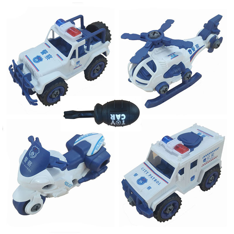 Children's detachable assembly engineering car boy police car fire truck excavator screwdriver disassembly set toy