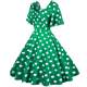 European station retro Hepburn style polka dot polka dot print waist is thin casual short-sleeved swing dress DRESS