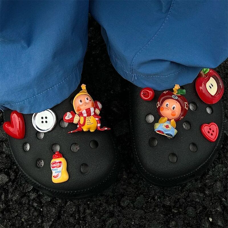 Suitable for Crocs Shoe Accessories, Apple Star Man Cute Internet Celebrity Charms, Resin Cartoon Shoe Decorations