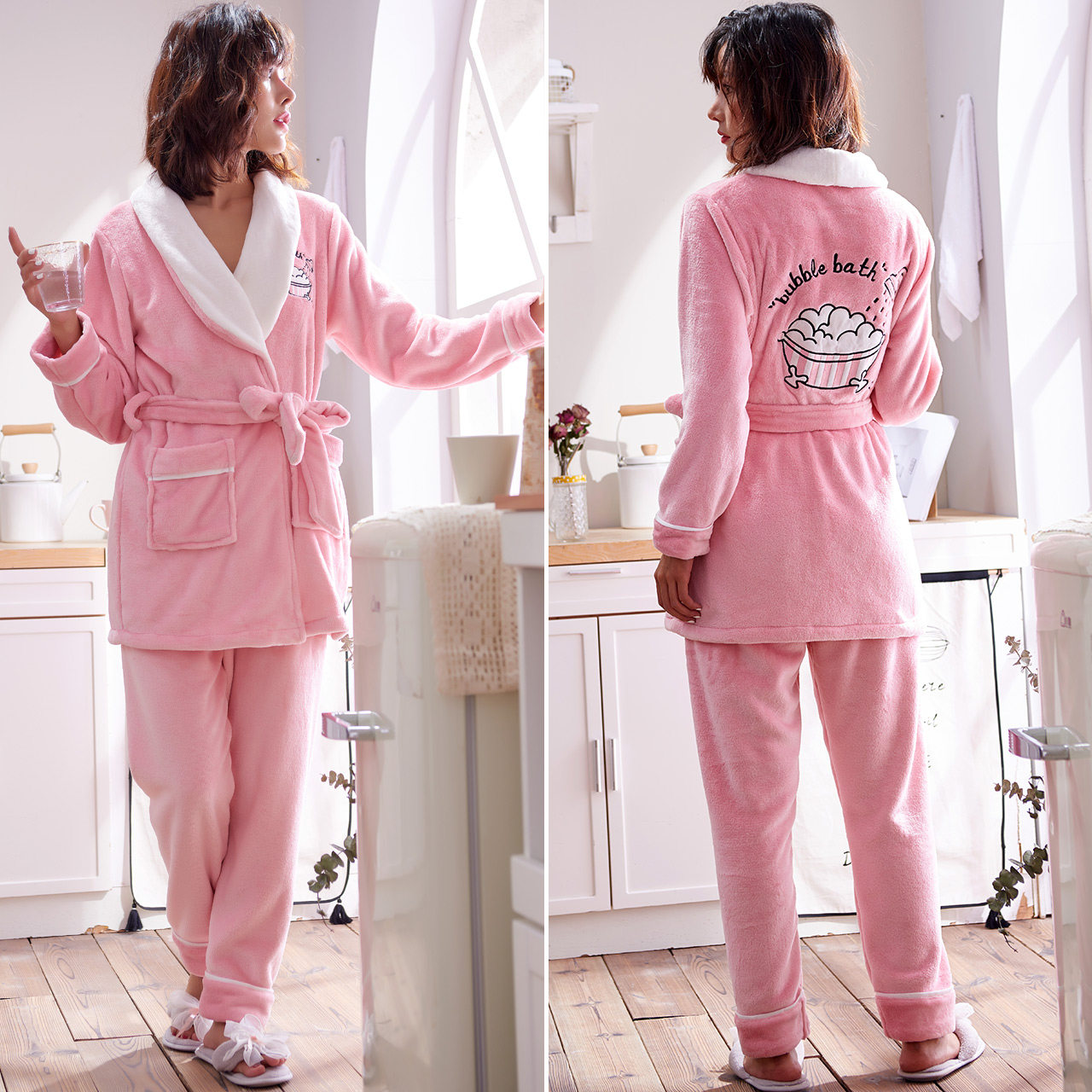 雪俐 秋冬季 法兰绒睡衣家居服 2件套 天猫优惠券折后￥79包邮（￥149-70）多色多款可选