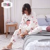 Bộ đồ ngủ tuyết flannel nữ mùa thu và mùa đông phim hoạt hình dâu tây dài tay học sinh phiên bản Hàn Quốc của bộ đồ lông cừu san hô dễ thương phù hợp với nhà - Bộ Pajama đồ bộ bé gái Bộ Pajama