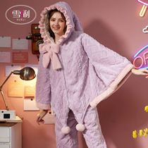Xueli pajamas female coral velvet winter New padded velvet flannel autumn and winter home clothing winter set cute