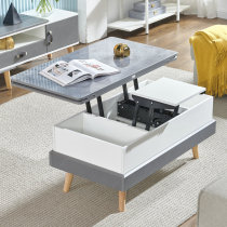 Lifting coffee table modern simple small apartment foldable telescopic fire stone marble multifunctional coffee table with stool