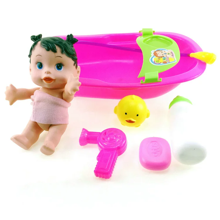 Búp bê tắm heo con, bồn tắm trẻ em, em bé, pug, em bé, tắm, đồ chơi nước, chơi đồ chơi nhà