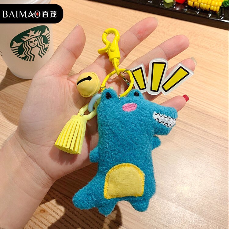 Cartoon plush DIY series small crocodile creative keychain decoration tassel bell chain pendant cute gift