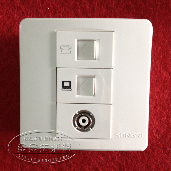 Shanghai Sunday Switch Socket 86 Type Three (Phone Computer TV)
