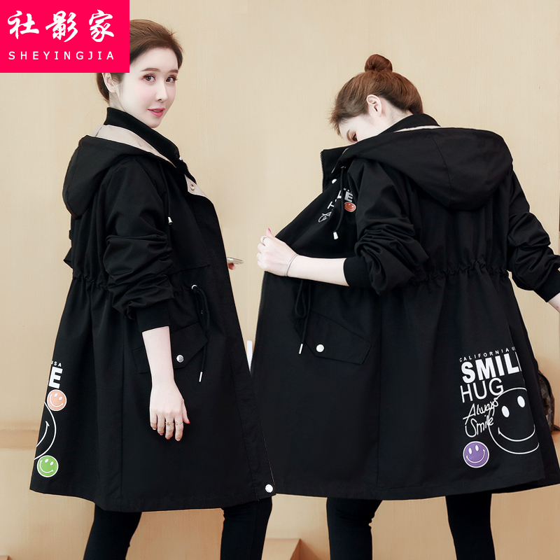 Autumn and Winter Mid-Length Waist-Cinching Trench Coat for Girls, 2026 New Style, Loose Plus-Size Jacket for High School Students, Plus-Size Women