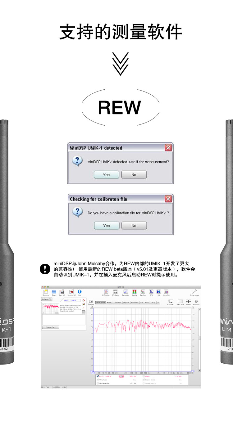 Image showing UMIK1 used for on-site environmental tuning and high-quality recording