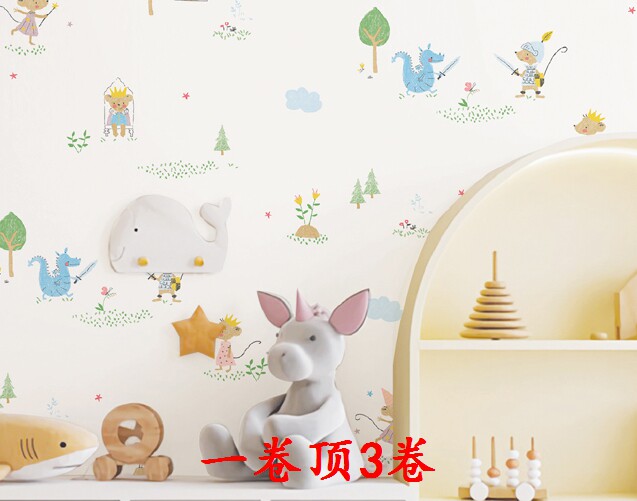 South Korean wallpaper imports large volumes of pure paper wallpaper childlike cartoon Animal Paradise Children's room Kindergarten