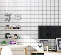 Non-woven Nordic simple black and white grid lines square wallpaper clothing store restaurant living room background wallpaper