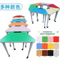 Hexagon group activities color combination splicing desks and chairs psychological counseling room layout tutorial table art table
