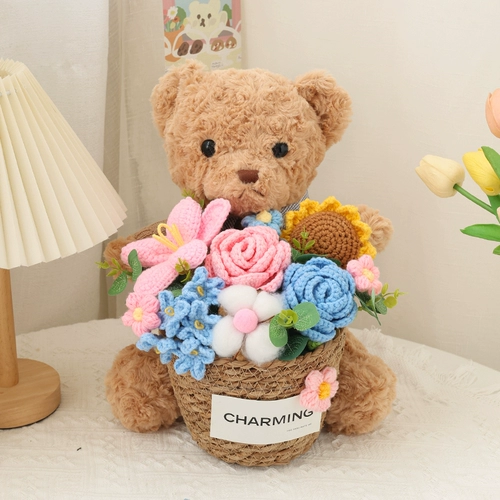 Трикотажная шерстяная кукла, мультяшная подарочная коробка, подсолнух, букет, подарок на день рождения