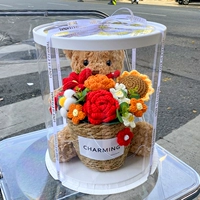 Красная розовая медведь+подарочная коробка