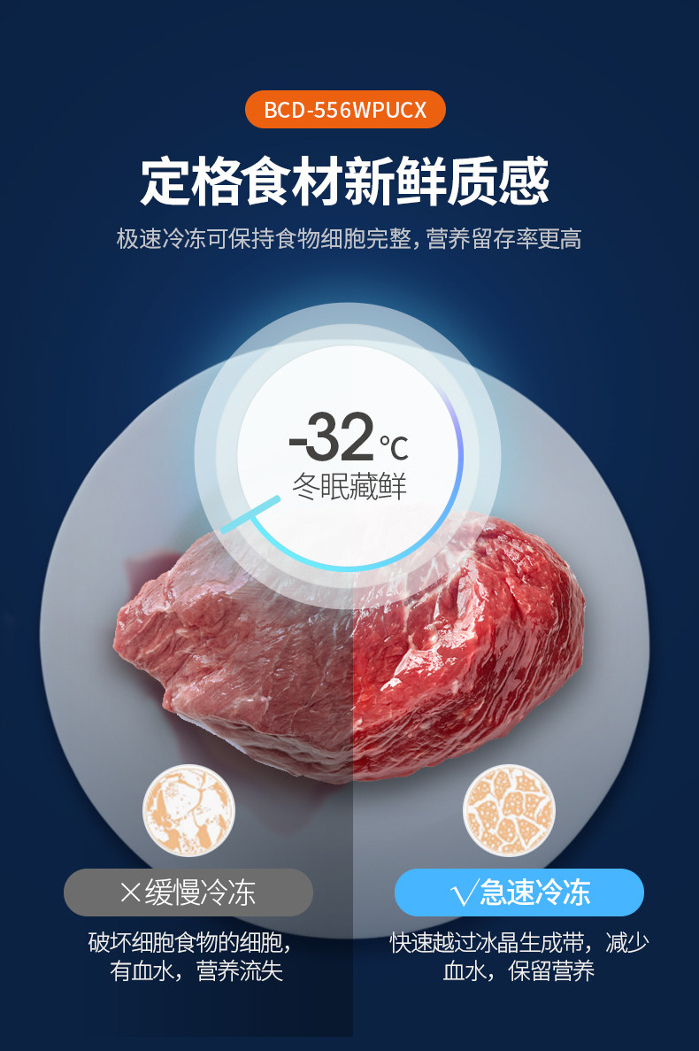 美菱 BCD-556WPUCX 风冷变频 一级能效 对开门冰箱 556L 图11