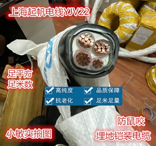 Shanghai Sail 5 core armored cable YJV22 4*70 1*35 square copper core buried anti-rat bite cable VV22