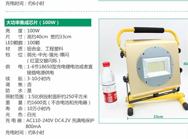Led đèn pha sạc di động ngoài trời chiếu sáng Quảng trường di động trang web khẩn cấp không thấm nước tìm kiếm di động đèn pin wasing