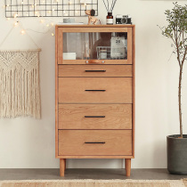 Nordic Solid Wood Five Bucket Cabinet Cherry Wood Storage Containing Cabinet Day Style Minima Small Household Type Black Walnuts Wood Genguan Side Cabinet