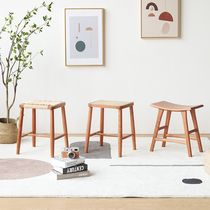 Wood i.e. Nordic full solid wood dressings Cherry Wood Square Bench Short Bench Day Style Changing Shoes Stool Rattan chic Home Plate Stool