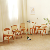 Nordic Cherry Wood Dining Chair Day Style Net Red Vine Chic Chair Bookhouse Office Computer Chair Full Solid Wood Retro Casual Chair