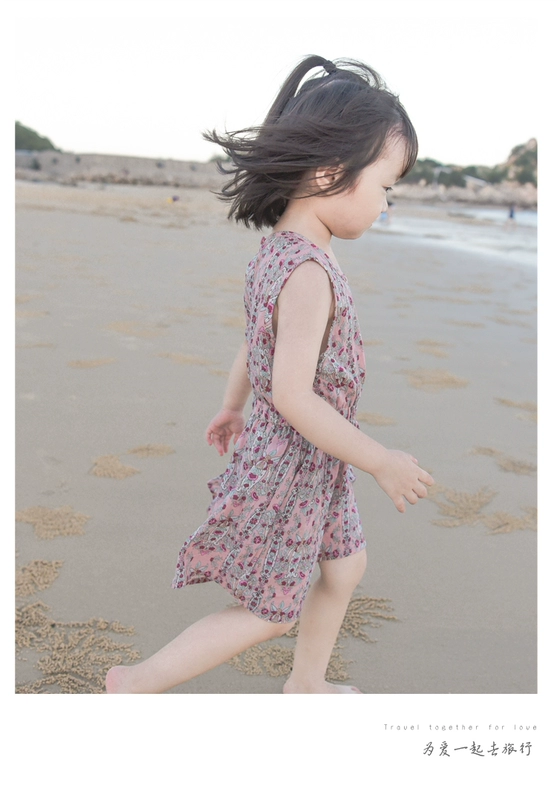 Cai Dad Câu chuyện cổ tích thứ 568 Cô bé không tay thắt eo Váy hè mát mẻ đi du lịch quần áo trẻ em - Váy