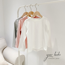 Boys and girls three color bottomed T-shirt children pure cotton solid color autumn and winter base shirt grinding long sleeve T-shirt 21 new