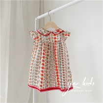 Baby collar flower skirt girl Peter Pan Collar Cotton cute dress children summer skirt