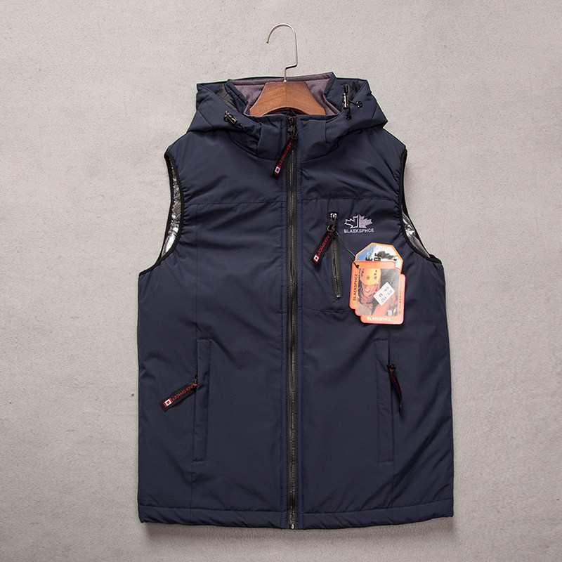 Outdoor sports waistcoat for men's autumn and winter multiple pockets for leisure and warm thick vest sleeveless cotton clothes jacket horse holder