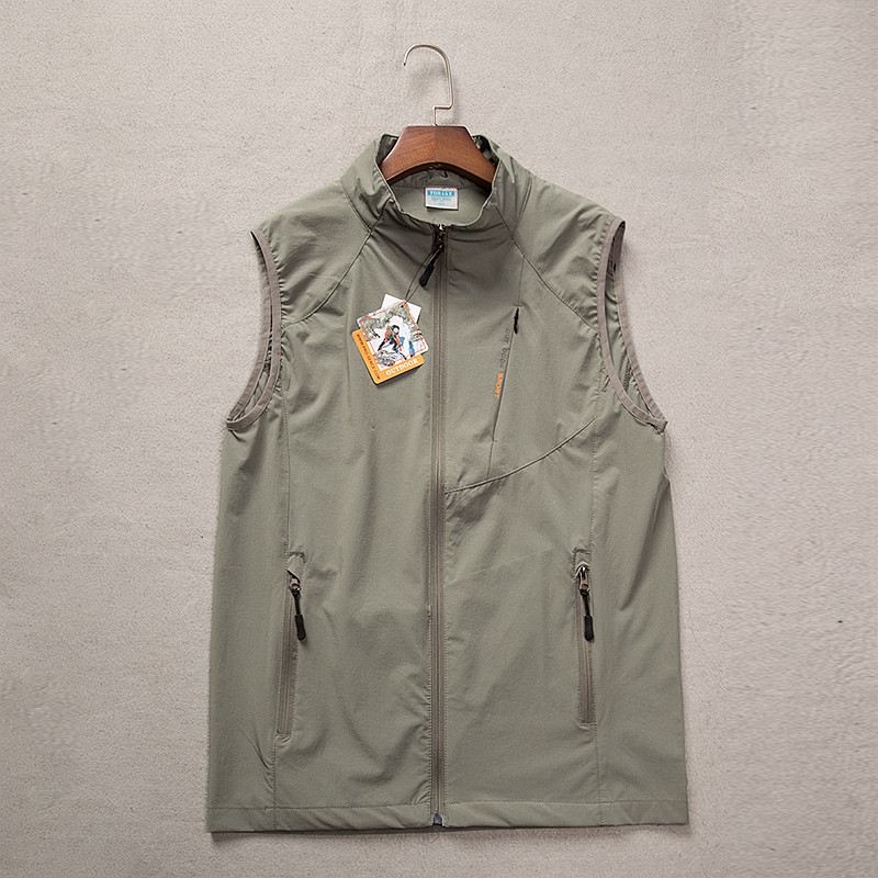 Outdoor sports men spring and summer leisure mountaineering sports pure salad zipper elastic breathable light speed dried vest