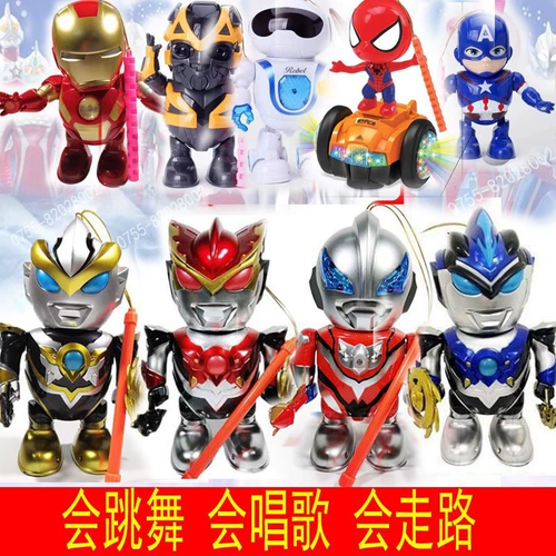 Ultra, портативная игрушка, динозавр для мальчиков, мультяшный Ультрамен Тига, вращающийся фонарь, Человек-паук