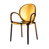 Nordic creative transparent chair Designer dining chair Club negotiation chair Modern simple backrest armrest Plastic crystal chair